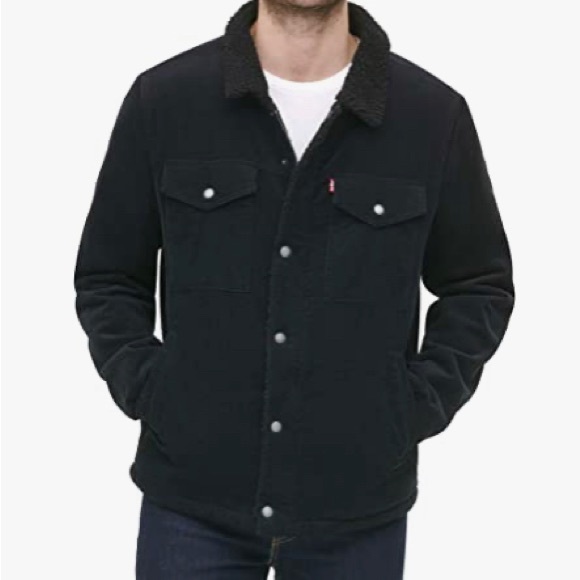 Levi's Black Corduroy SHERPA TRUCKER JACKET Size Large